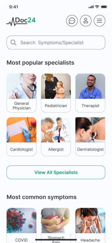 Doc24 set an appointment screen 1