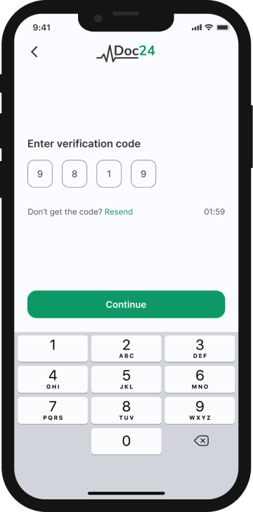 Doc24 onboarding & sign up screen 6