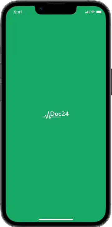 Doc24 splash screen opening into onboarding