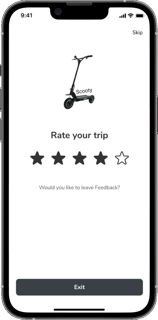 Rate your trip with star rating and exit