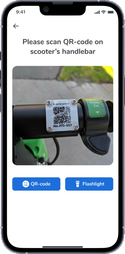 Scan QR-code on the scooter handlebar